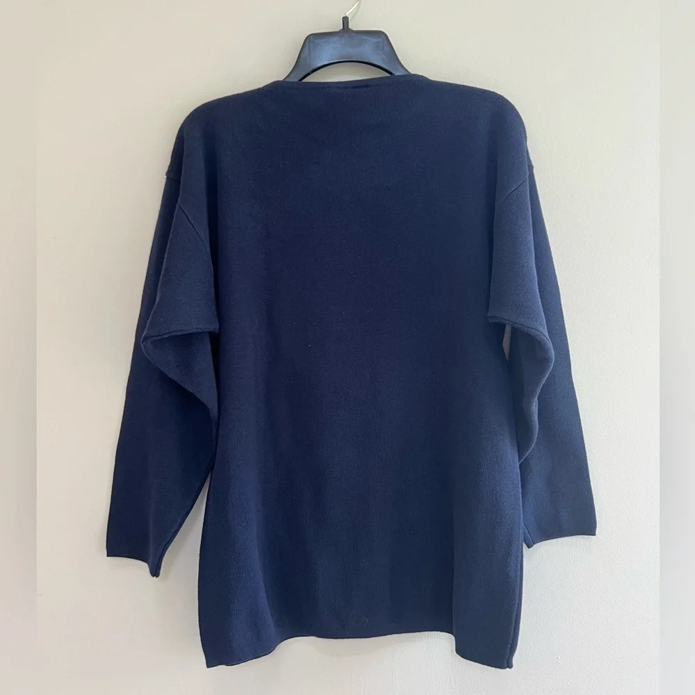 NWT Perkins Shearer Vintage 100% Cotton Crewneck Pullover Navy Blue Sweater, M